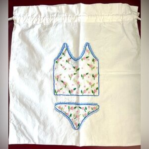 🆕 Embroidered LINGERIE, travel, swimsuit, organizational 100% cotton BAG